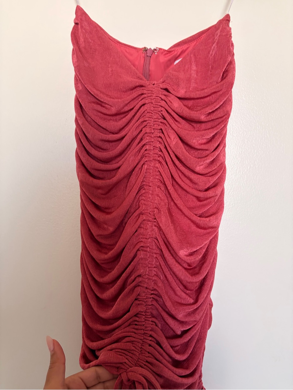 Club L London Ruched Midi Skirt in Rose Pink